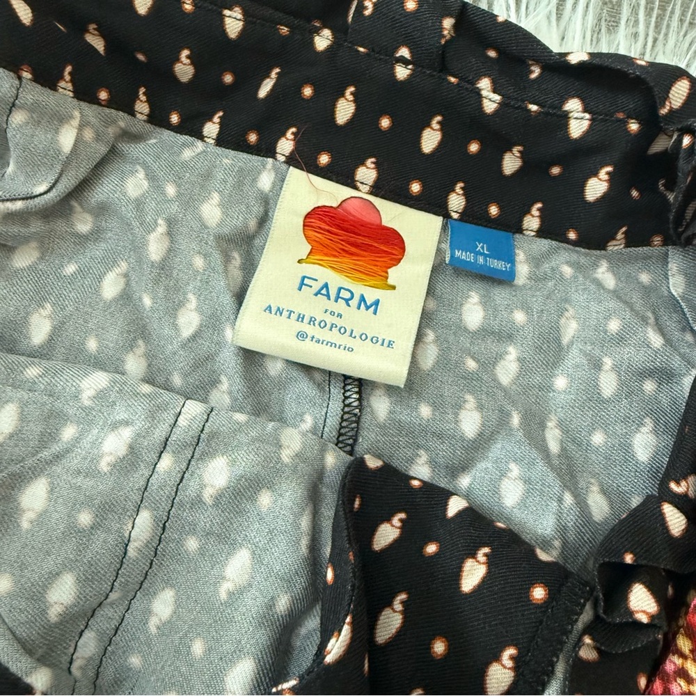 FARM RIO TUCKER PAPER-BAG PRINTED PANTS BLACK MOTIF XL - Picture 9 of 9
